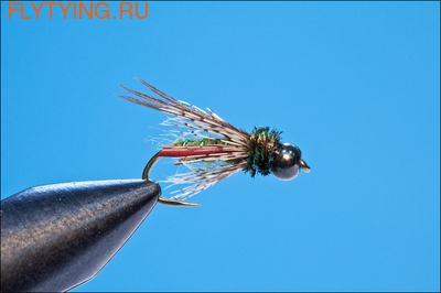 14112 Мушка нимфа Bead Head Black Caddis Pupa Green
