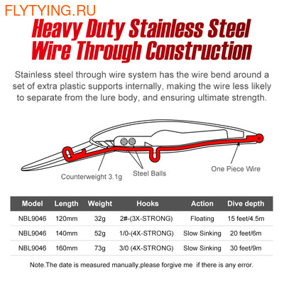 Noeby 64002   Big Game Trolling Lure NBL9046S Slow Sinking (,  3)