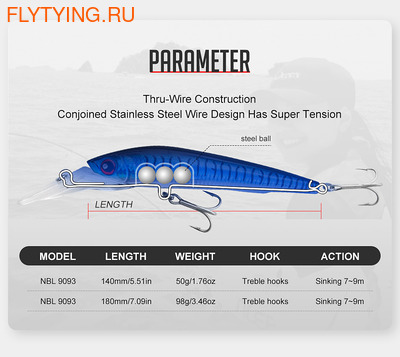Noeby 64003   Trolling Lure NBL9093S Sinking (,  2)