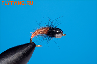 Rusangler 14335   Tungsten Gold(Black) Bead Brown Black Nymph