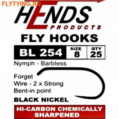 Hends Products 60227   HP Wet Fly, Nymphs Barbless Black Nickel BL254 BN ()