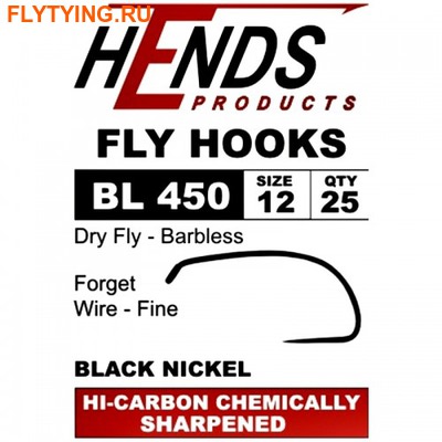 Hends Products 60266   HP Dry Fly Barbless Black Nickel BL450 BN ()