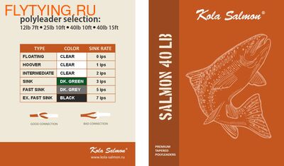 Kola Salmon 10648 ��������� SALMON EXTA STRONG 40lb Polyleader 15ft